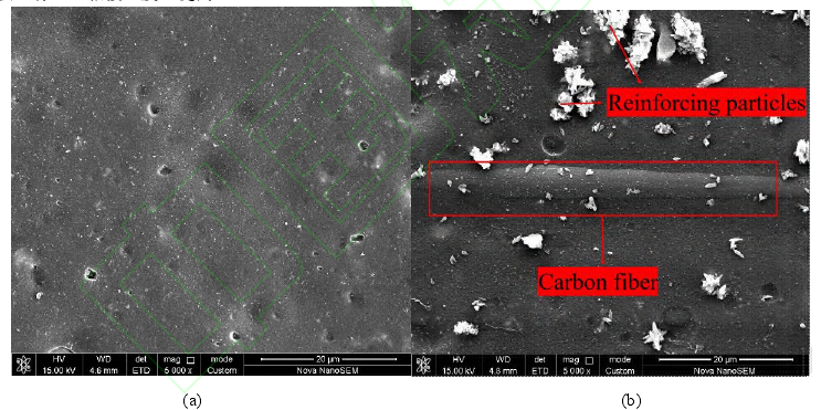 低溫等離子體處理前后復(fù)合材料表面 SEM 圖